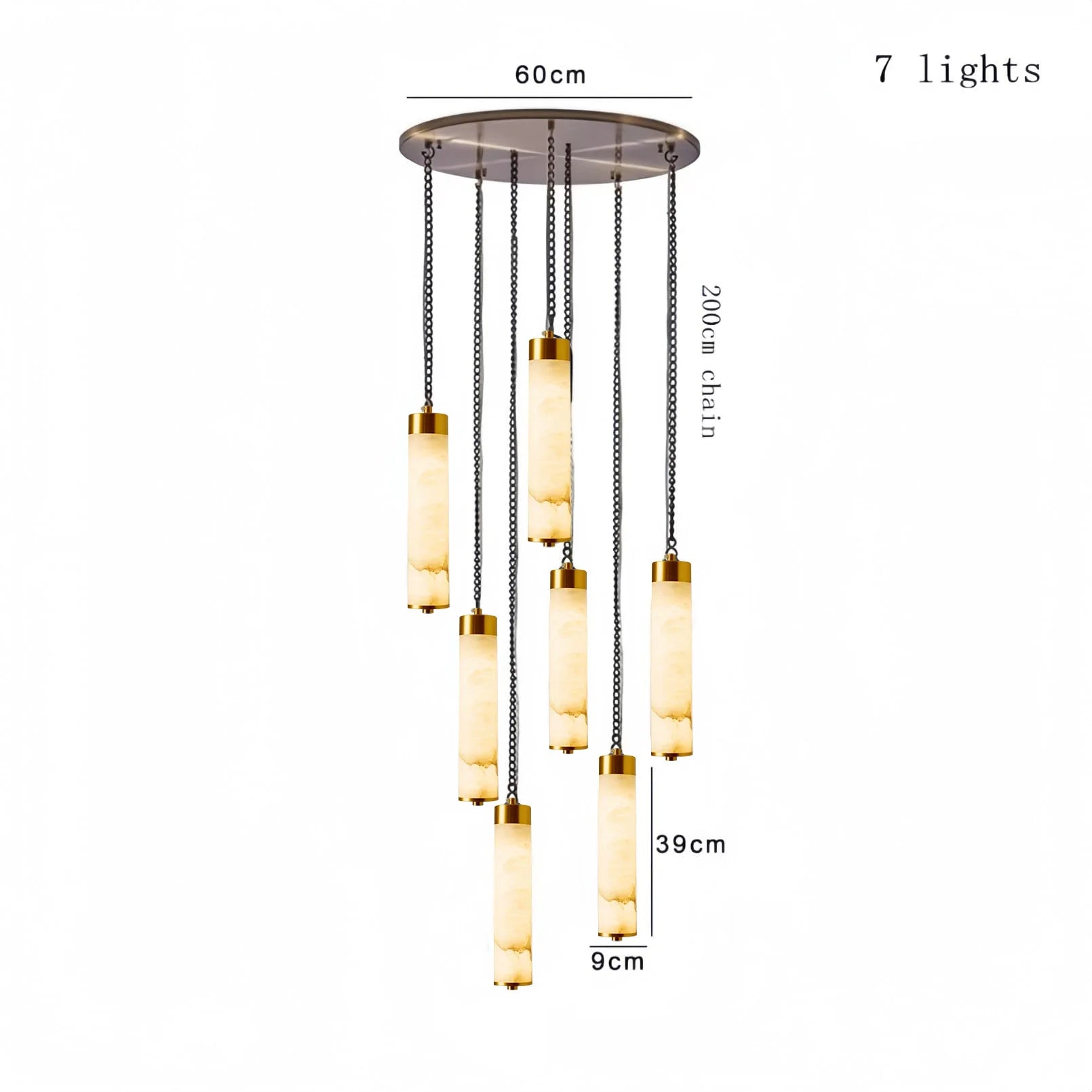 Alabaster & Marble Chandelier – Modern Minimalist Multi-Light for Dining Room, Living Room, Staircase | Mirelle Halo by Evenlyr