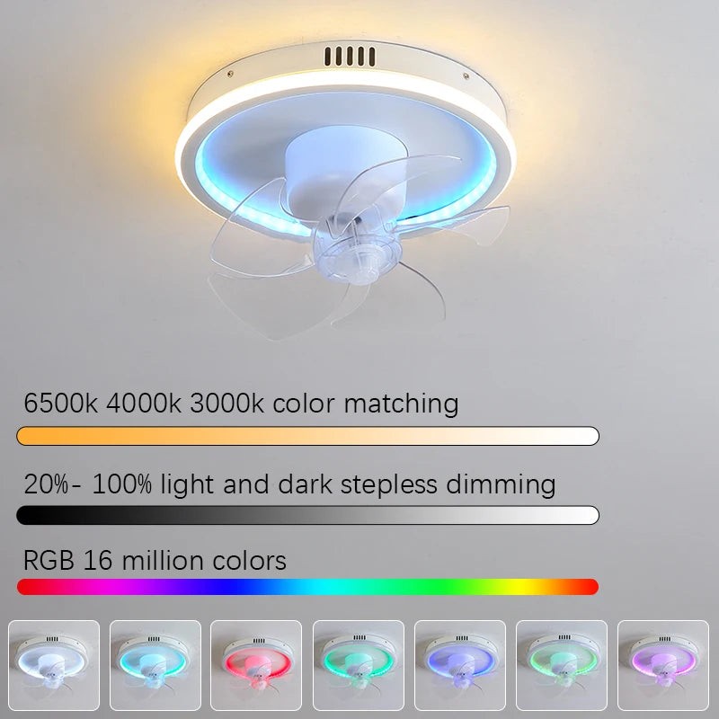Belluno RGB Dimmable Ceiling Fan Light for Bedroom – Remote Control – detail view 5