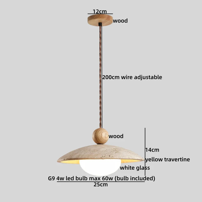 Galen Veil Travertine Pendant Light – product view 10