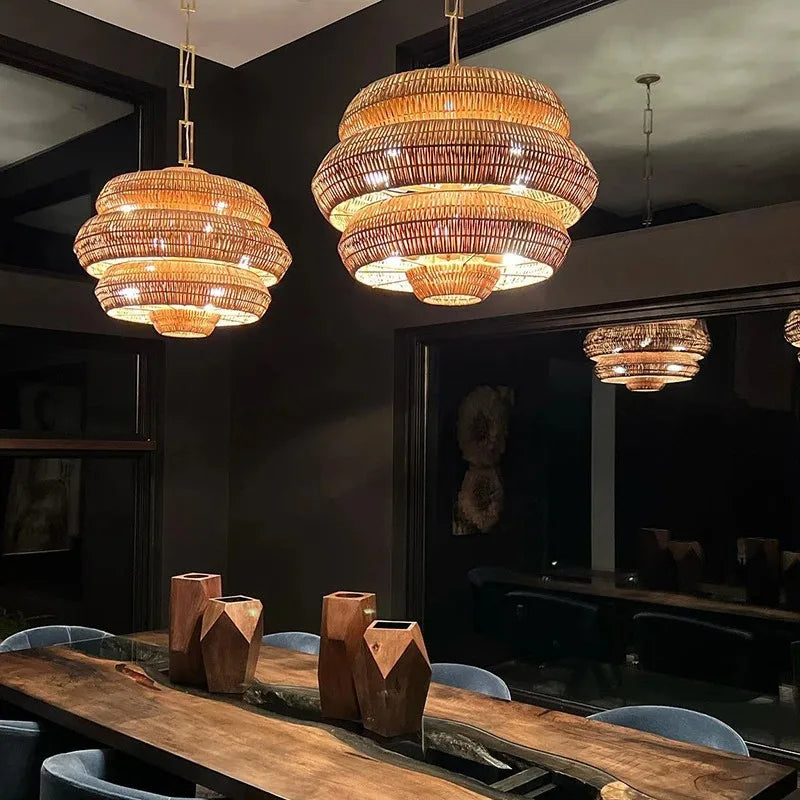 Rattan Chandelier – Wabi-Sabi Japanese for Dining Room, Living Room, Bedroom | Vivienne Orbit by Evenlyr