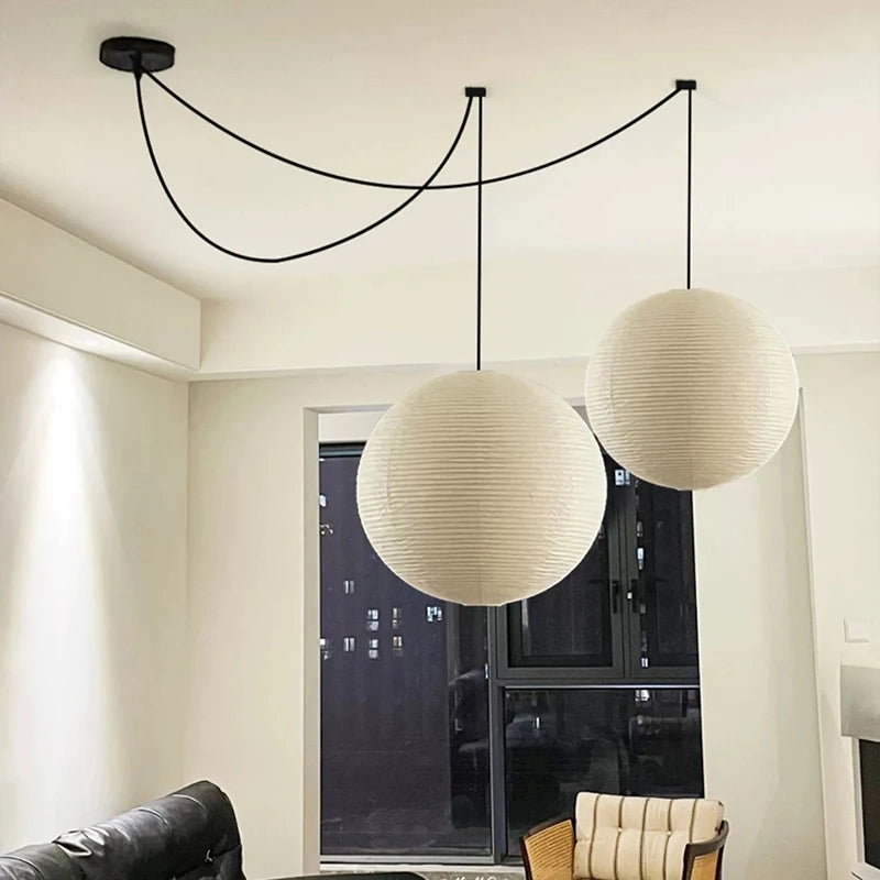 Rice Paper Chandelier – Wabi-Sabi Japanese for Living Room, Bedroom, Dining Room | Zaria Cascade by Evenlyr