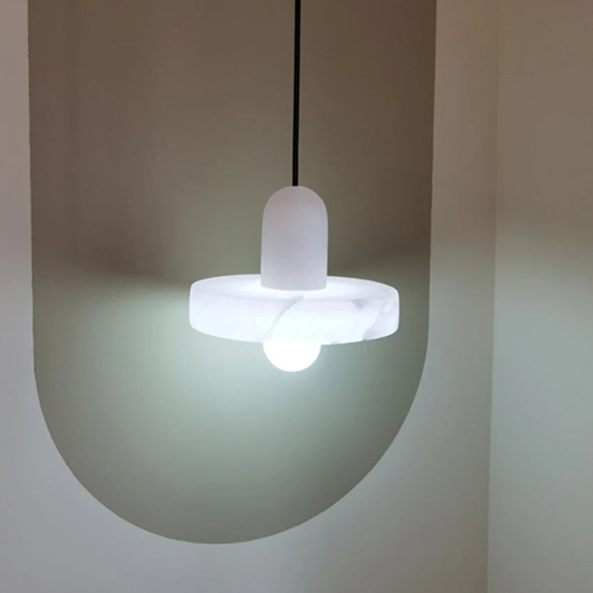 Alabaster & Marble Chandelier – Modern Minimalist for Dining Room, Kitchen Island, Living Room | Kaelis Crest by Evenlyr