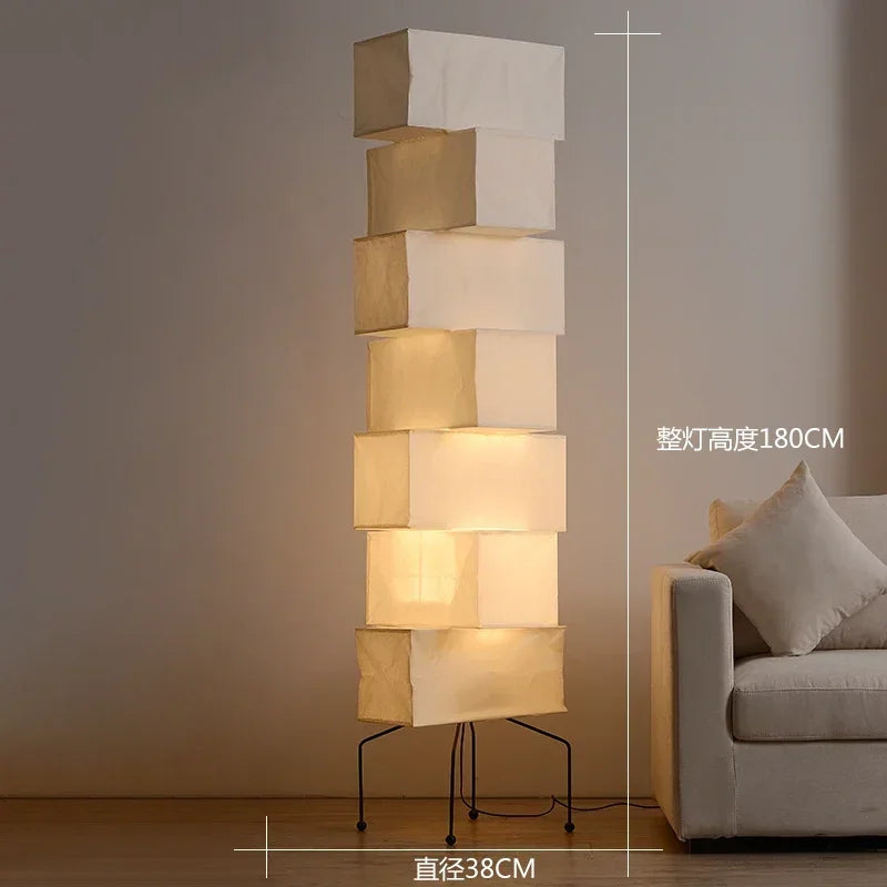 Rice Paper Floor Lamp – Wabi-Sabi Japanese for Bedroom, Reading Corner, Hotel Lounge | Fiora Orbit by Evenlyr