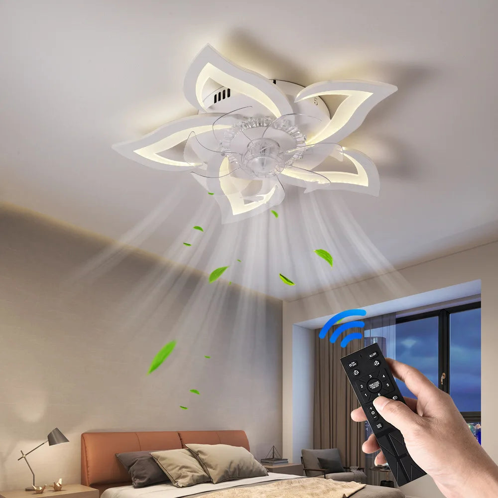 Orlena Flower-Shaped Smart Ceiling Fan Light – Dimmable