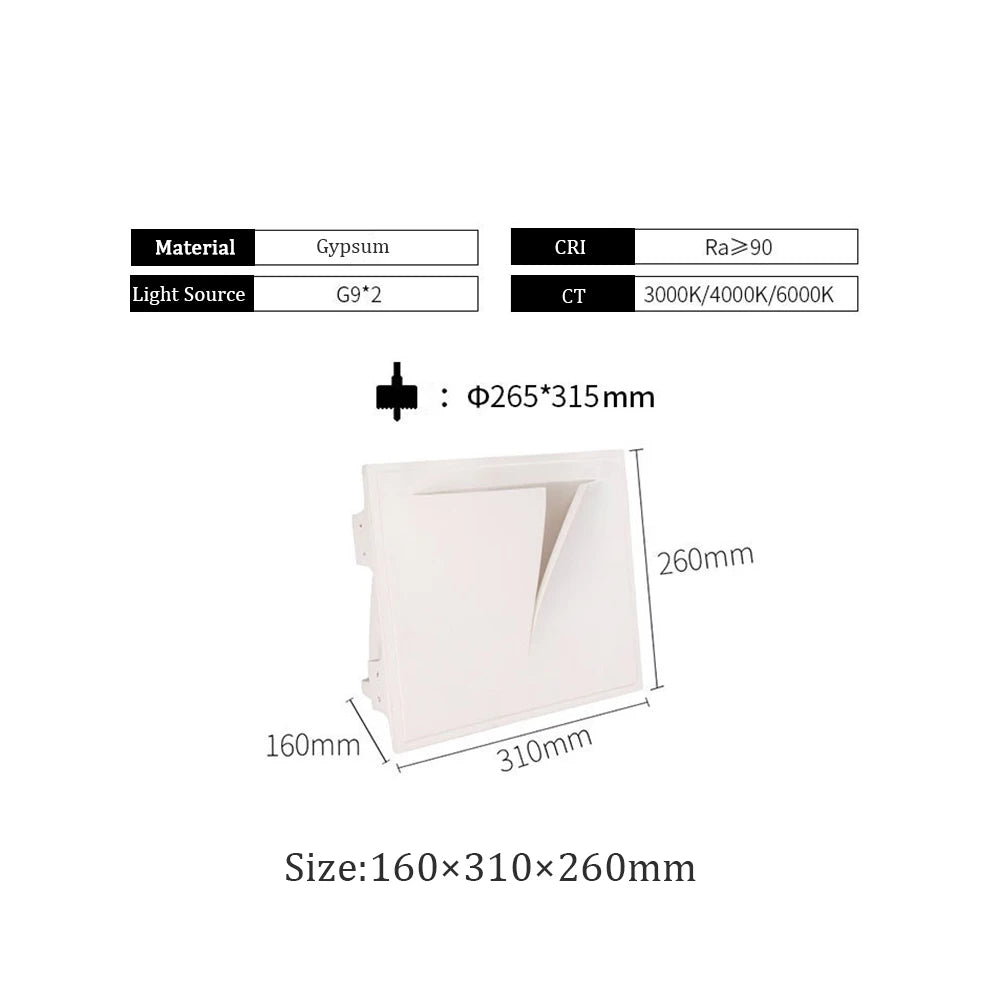 Elara Fully Recessed Gypsum Bedside Wall Light – Minimalist