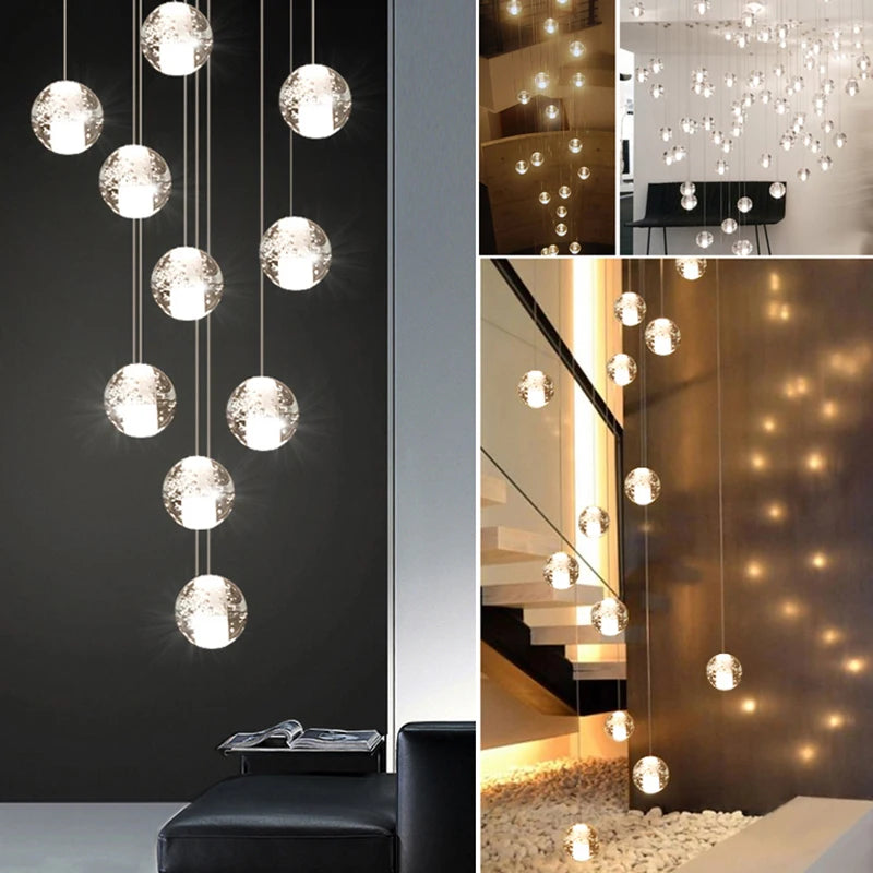 Glass & Crystal Pendant Light – Modern Minimalist for Restaurant, Kitchen Island, Dining Room | Solenne Halo by Evenlyr