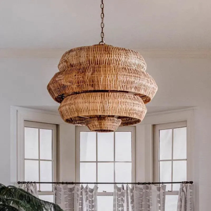 Rattan Chandelier – Wabi-Sabi Japanese for Dining Room, Living Room, Bedroom | Amaris Cascade by Evenlyr