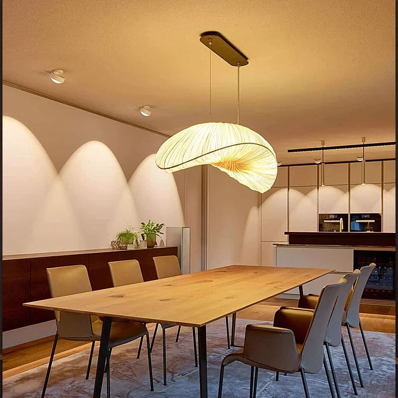 Nordic Modern Chandelier – Fabric for Foyer, Hotel Lobby | Solenne Crest by Evenlyr