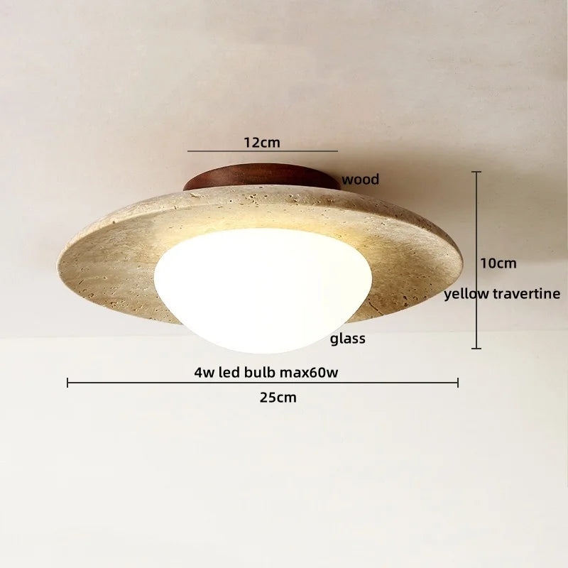 Ruelle Veil Globe Travertine Ceiling Light