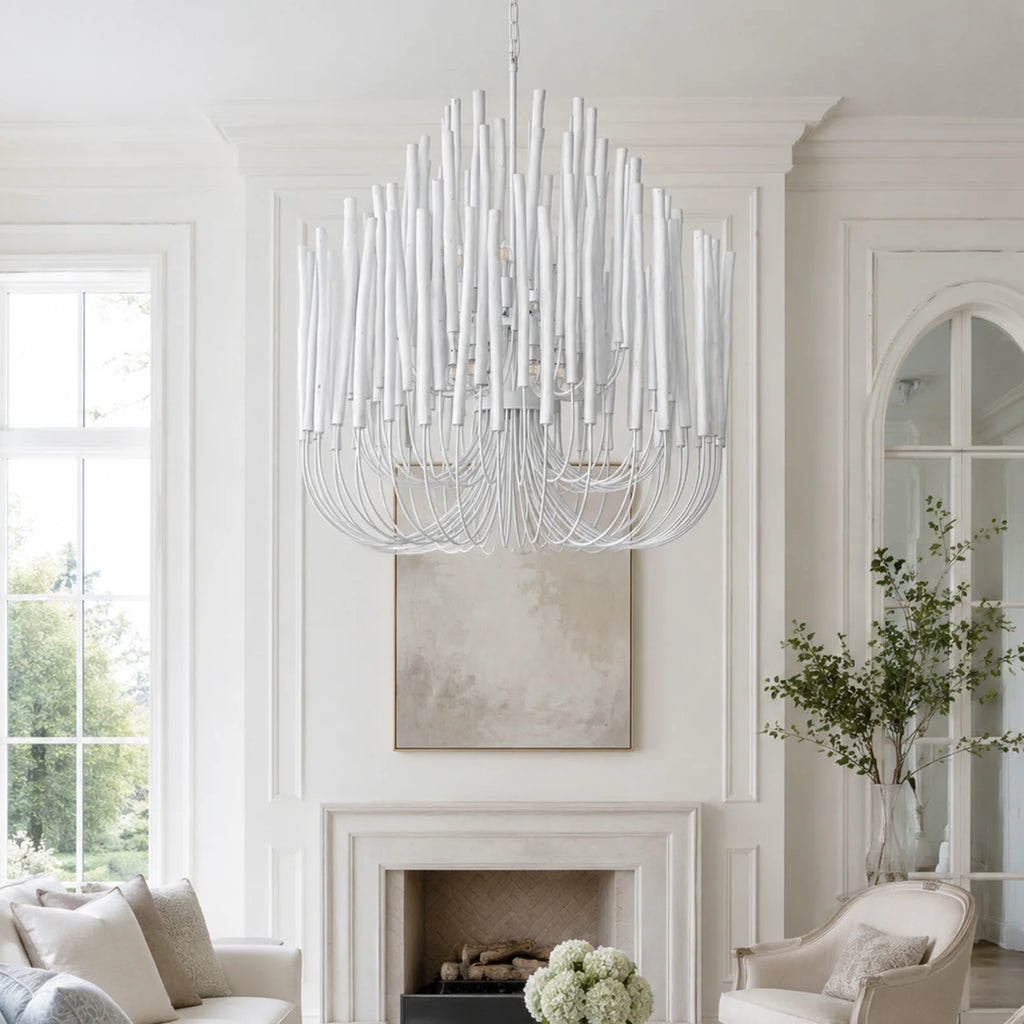 Doria Round Wood Chandelier for Living Room – Farmhouse – detail view 3