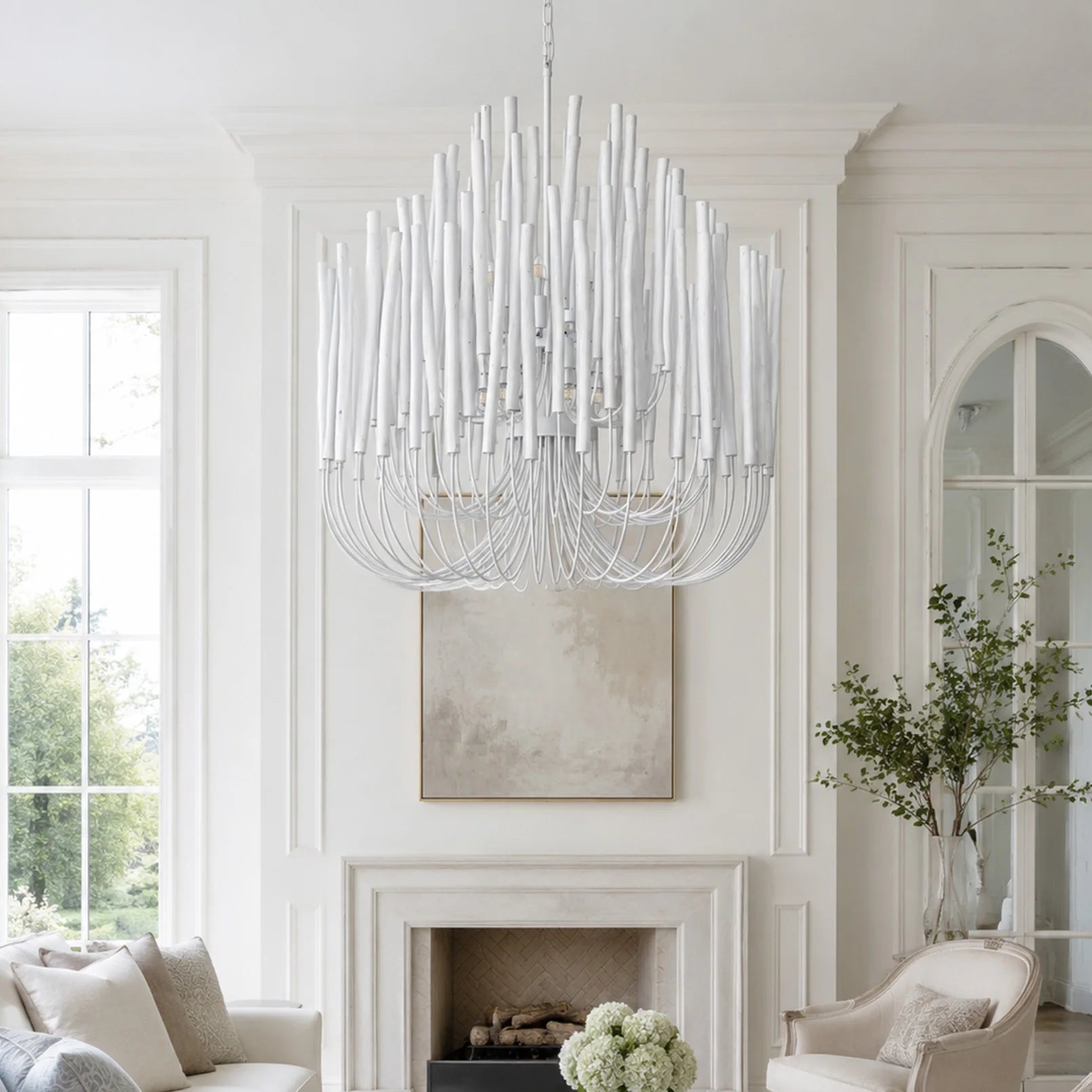Doria Round Wood Chandelier for Living Room – Farmhouse – detail view 3
