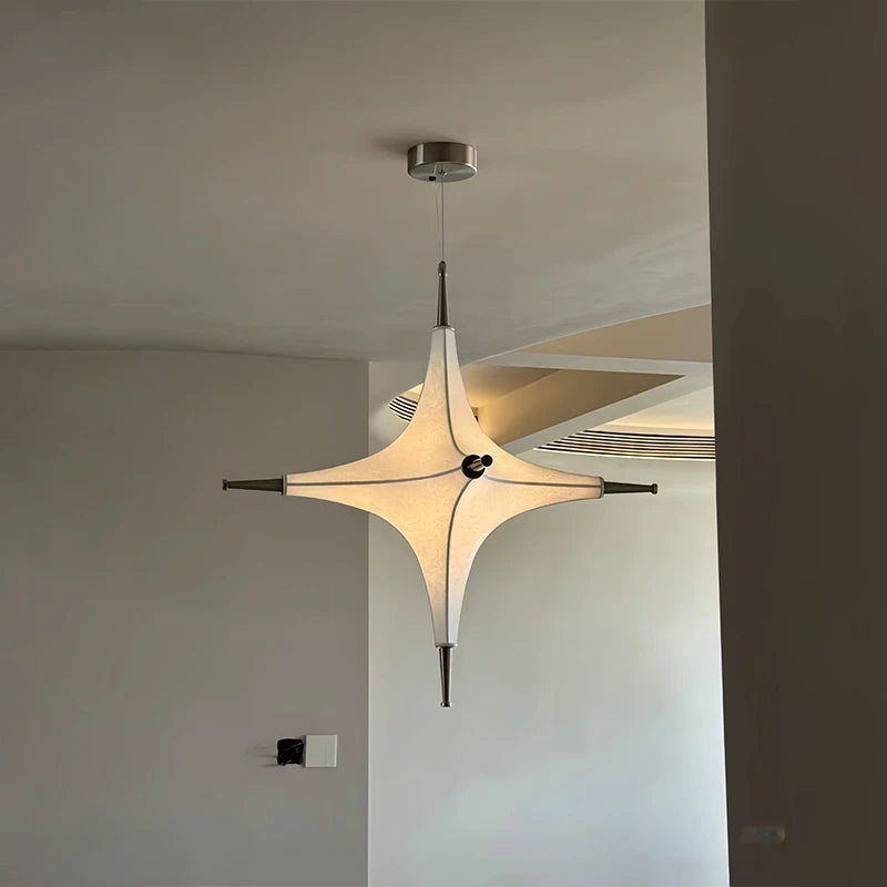 Nordic Modern Chandelier – Fabric for Foyer, Hotel Lobby | Celeste Veil by Evenlyr