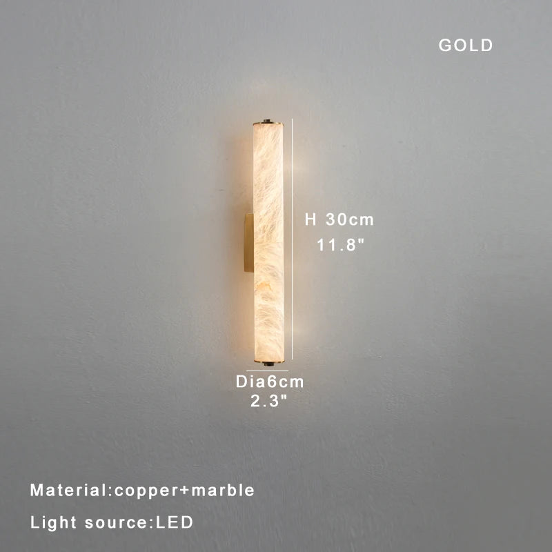 Alabaster & Marble Linear Wall Sconce – Modern Linear for Bathroom | Lunara Crest by Evenlyr