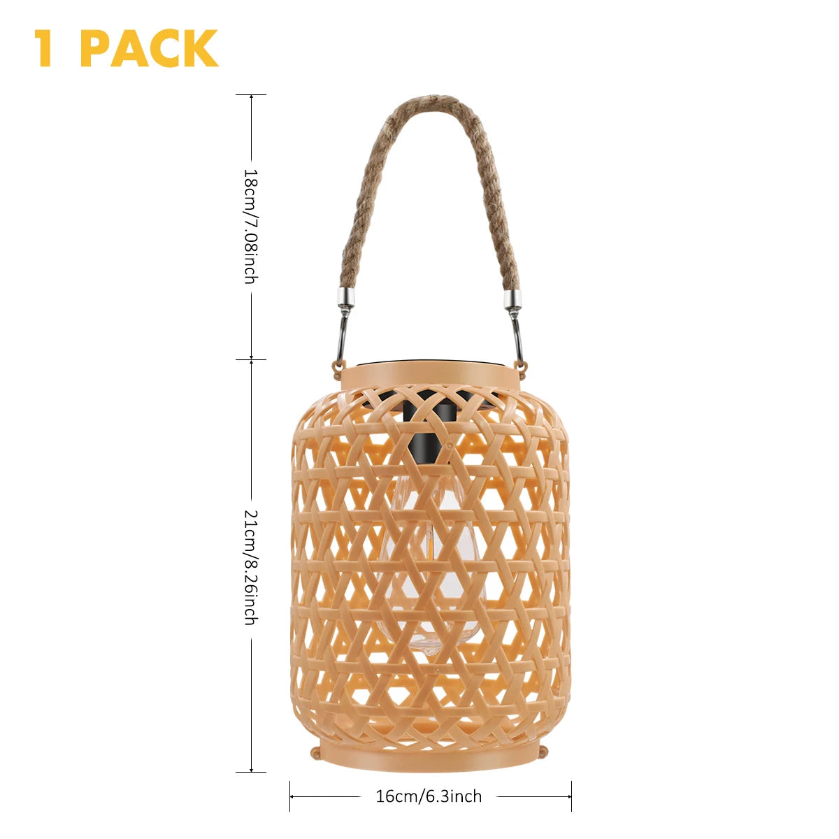 Helios Rattan Solar Hanging Lantern for Garden