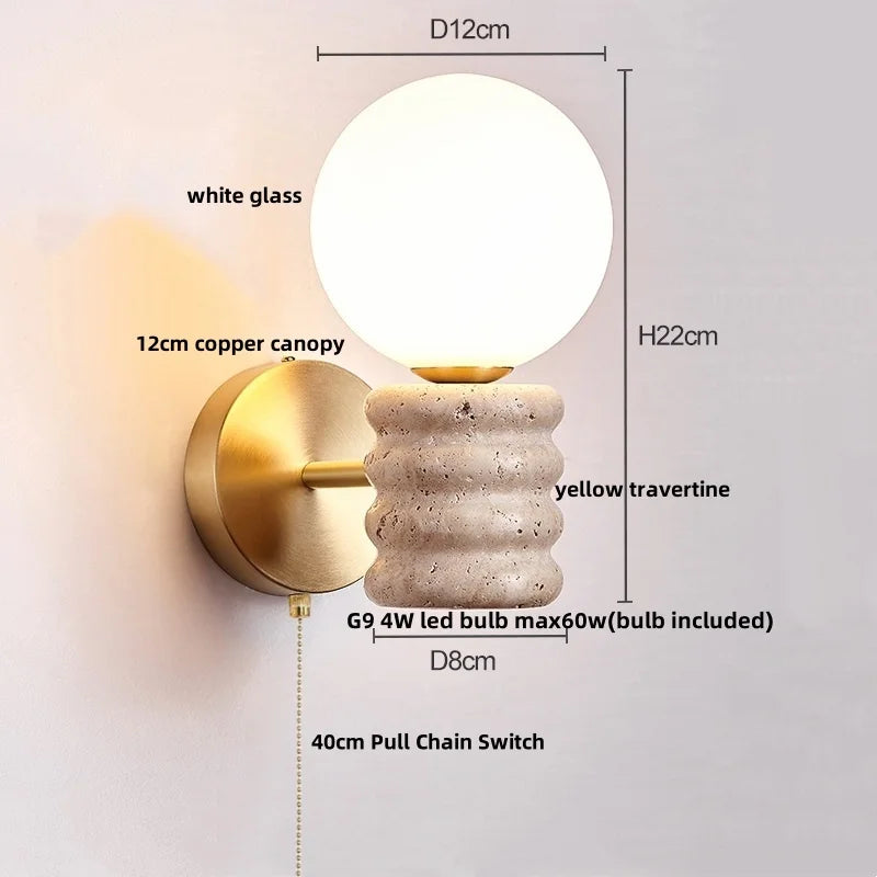 Evren Veil Travertine Wall Sconce – product view 11