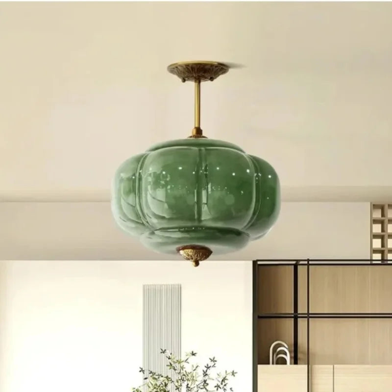 Glass & Brass Pendant Light – Mid-Century Vintage LED for Living Room, Bedroom & Bedside | Noemi Halo by Evenlyr