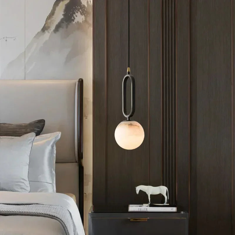 Neris Veil Sculptural Marble Pendant Light – product view 2