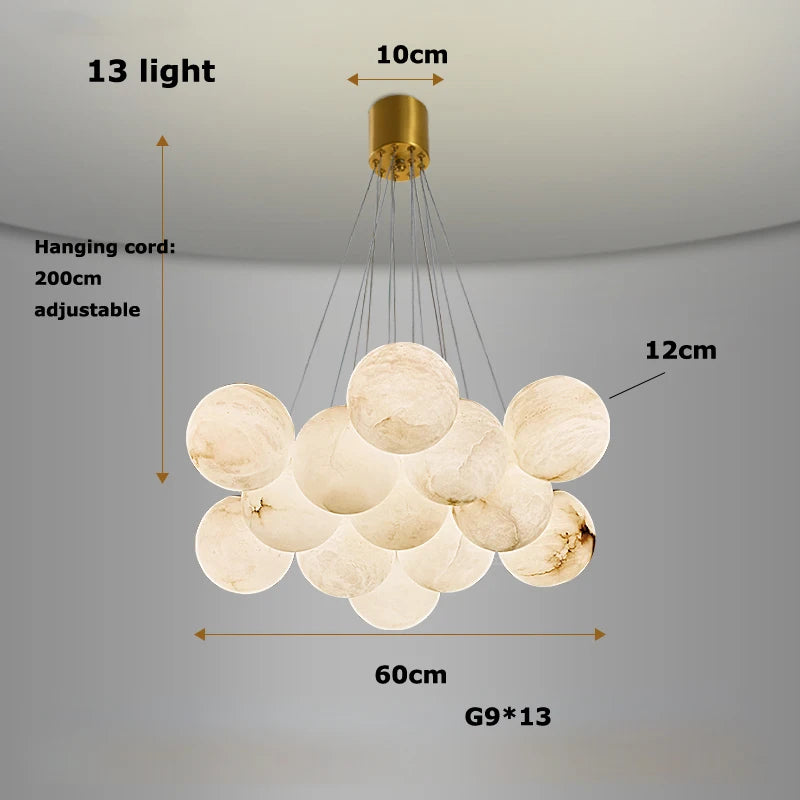 Alabaster & Marble Chandelier – Art Deco Dimmable LED for Living Room, Dining Room, Foyer | Bellara Line by Evenlyr