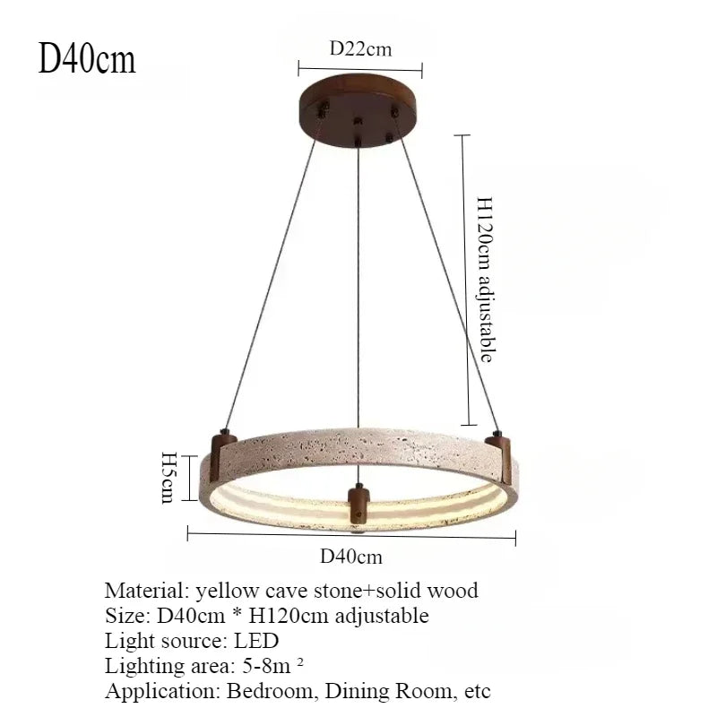 Travertine Round Pendant Light – Wabi-Sabi Minimalist LED for Living Room | Maris Arc by Evenlyr