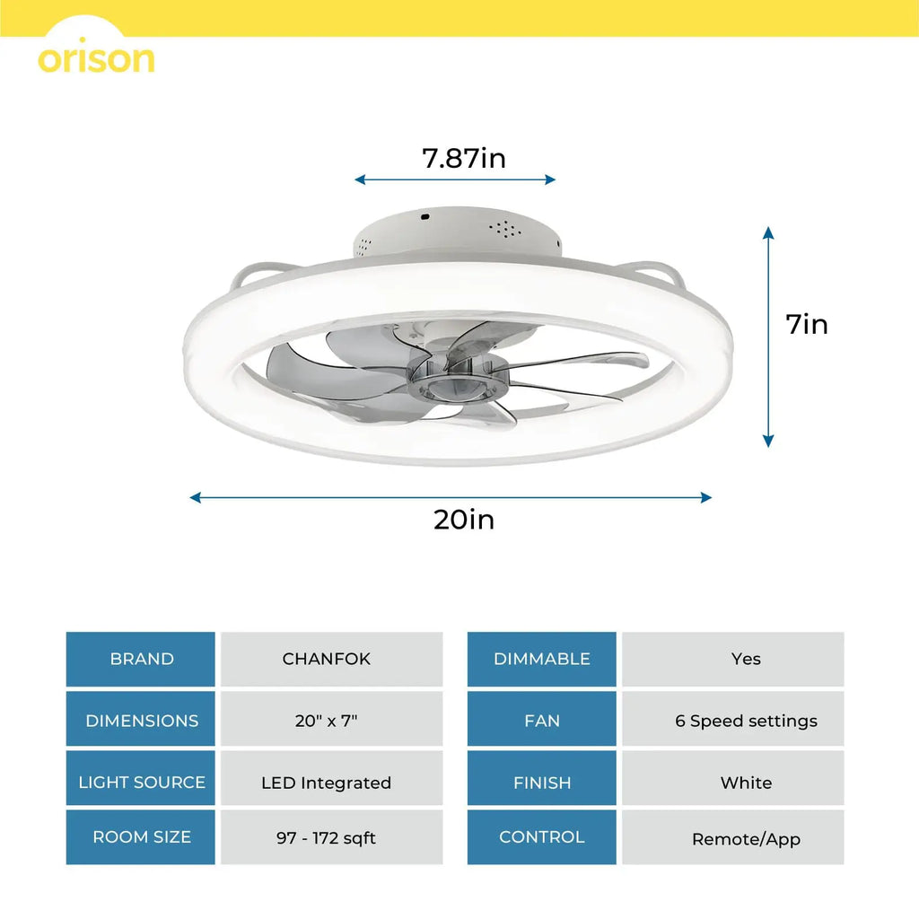 Juniper Low Profile Ceiling Fan with Light for Low-Ceiling Bedroom – App Control
