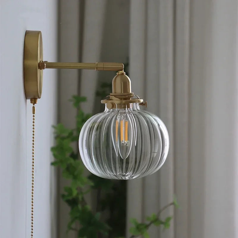 Glass Round Wall Sconce – Nordic Modern Plug-In for Bathroom, Bedroom & Bedside, Restaurant & Café | Amaya Orbit by Evenlyr