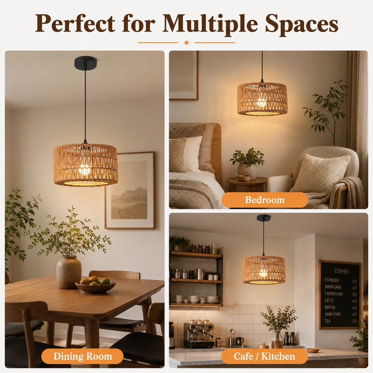 Siena 31cm Rattan Pendant Light for Dining Room – Adjustable