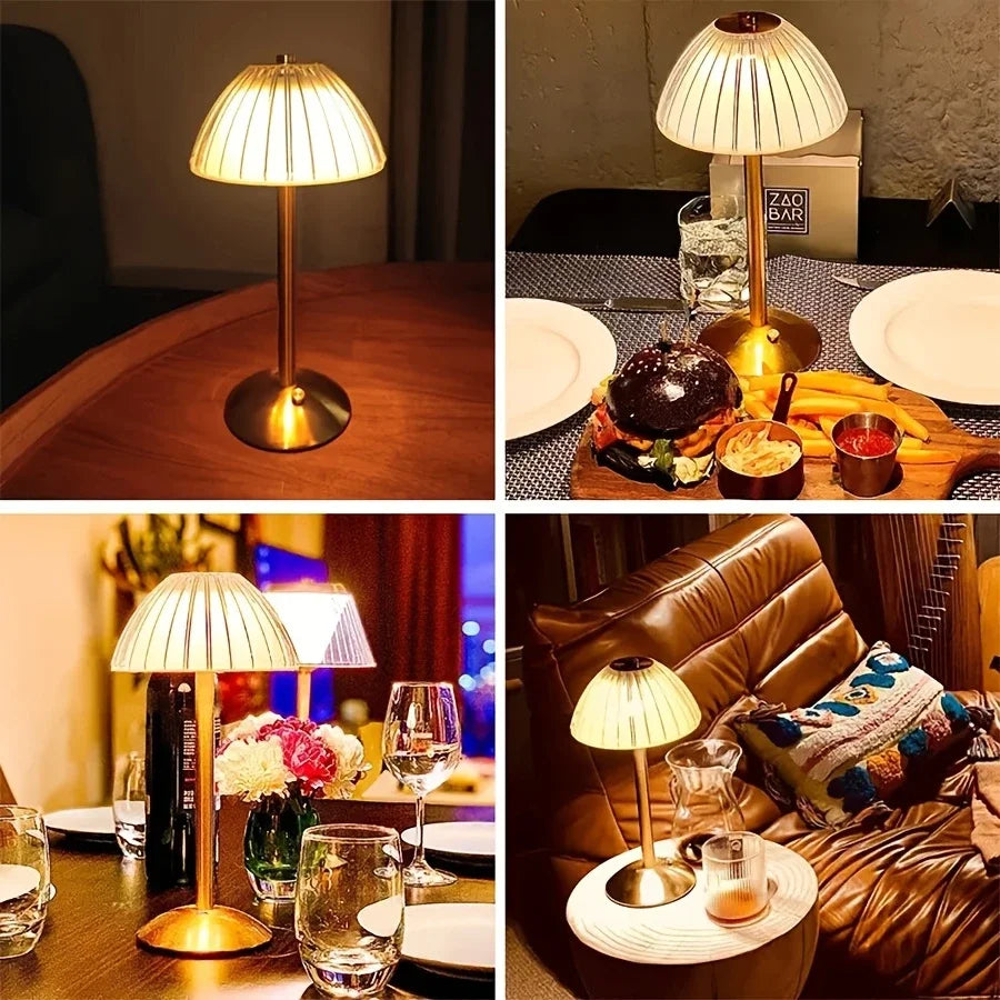 Crystal Table Lamp – Modern Minimalist Dimmable LED for Bedside, Restaurant Table, Hotel Room | Vesper Column by Evenlyr
