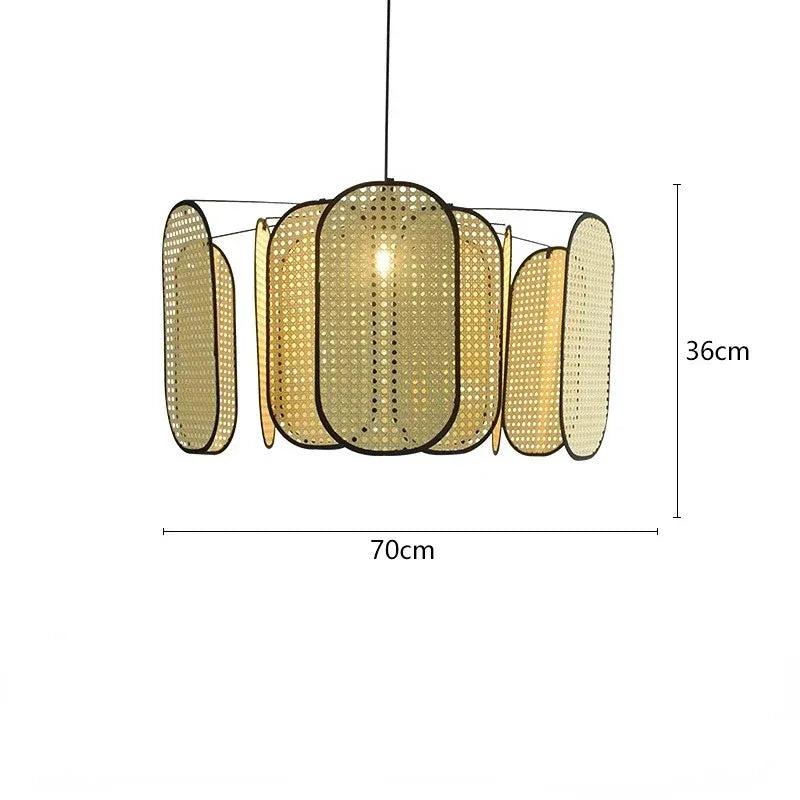 Palermo Bamboo Rattan Chandelier for Dining Room – Vintage