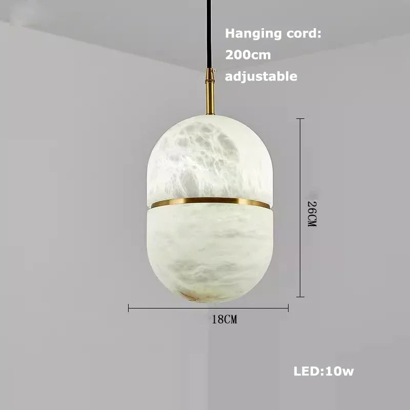 Delia Veil Sculptural Marble Pendant Light