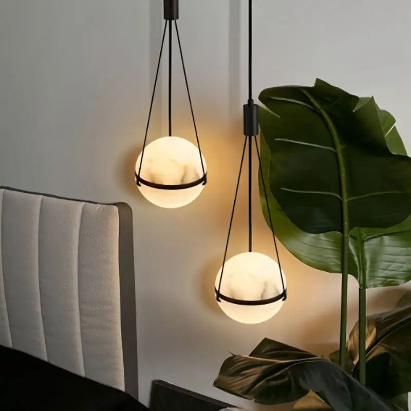 Alabaster & Marble Pendant Light – Modern Minimalist Dimmable LED for Kitchen Island, Dining Room, Restaurant | Aviana Line by Evenlyr
