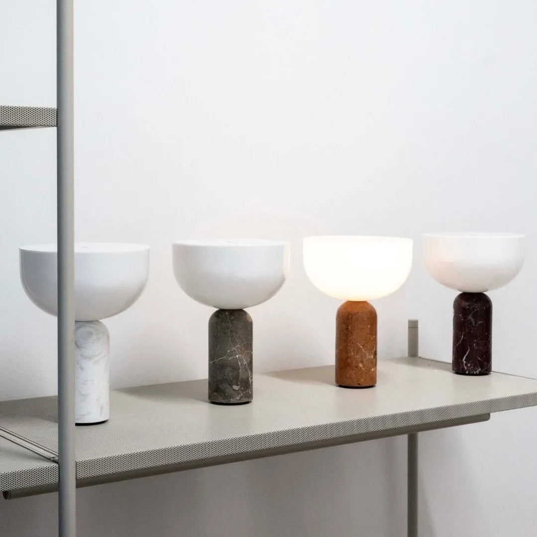 Marble Table Lamp – Art Deco for Bedside, Desk & Office, Restaurant Table | Halcyon Column by Evenlyr
