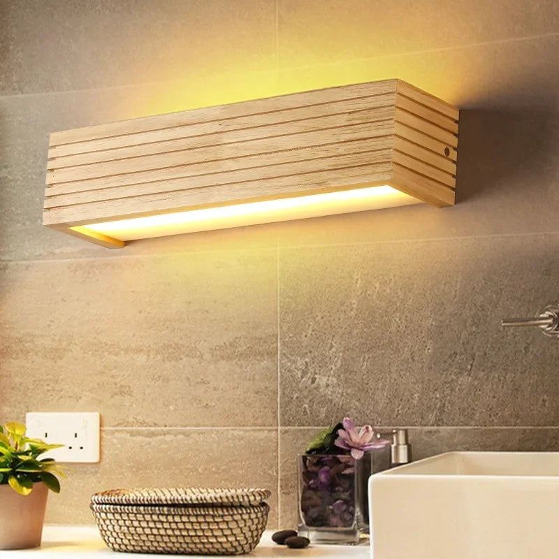 Wood LED Bathroom Vanity & Mirror Light – Modern LED for Bathroom | Aurelle Glow by Evenlyr