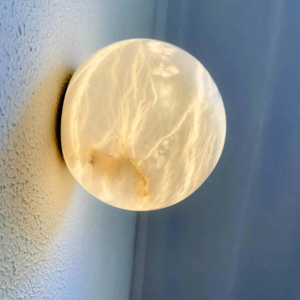 Alabaster Wall Sconce – Vintage Modern LED for Bedroom & Bedside, Living Room, Office & Study | Lunara Contour by Evenlyr