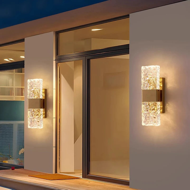 Belluno Crystal Outdoor Wall Light for Porch – Luxury – product view