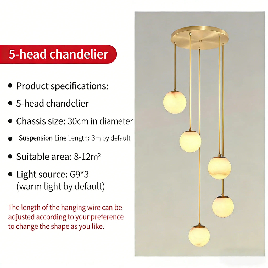 Alabaster & Marble Linear Chandelier – Modern Linear for Living Room, Bedroom & Bedside | Lunara Dome by Evenlyr