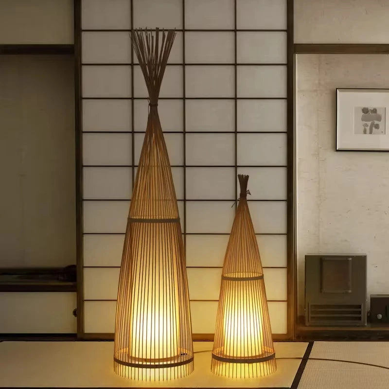 Nero Prism Bamboo and Wood Floor Lamp – Art Deco – product detail 5