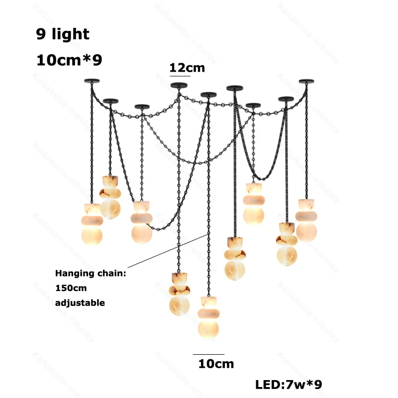 Alabaster & Marble Chandelier – Modern Dimmable LED for Living Room, Bedroom & Bedside | Maris Glow by Evenlyr
