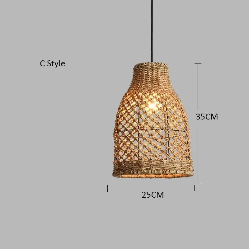 Caspian Lantern Rattan Pendant Light for Dining Room – Bamboo