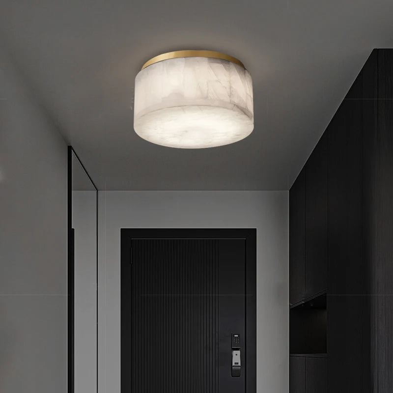 Alabaster & Marble Flush Mount Ceiling Light – Modern Minimalist Dimmable LED for Bedroom, Kitchen, Dining Room | Celeste Line by Evenlyr