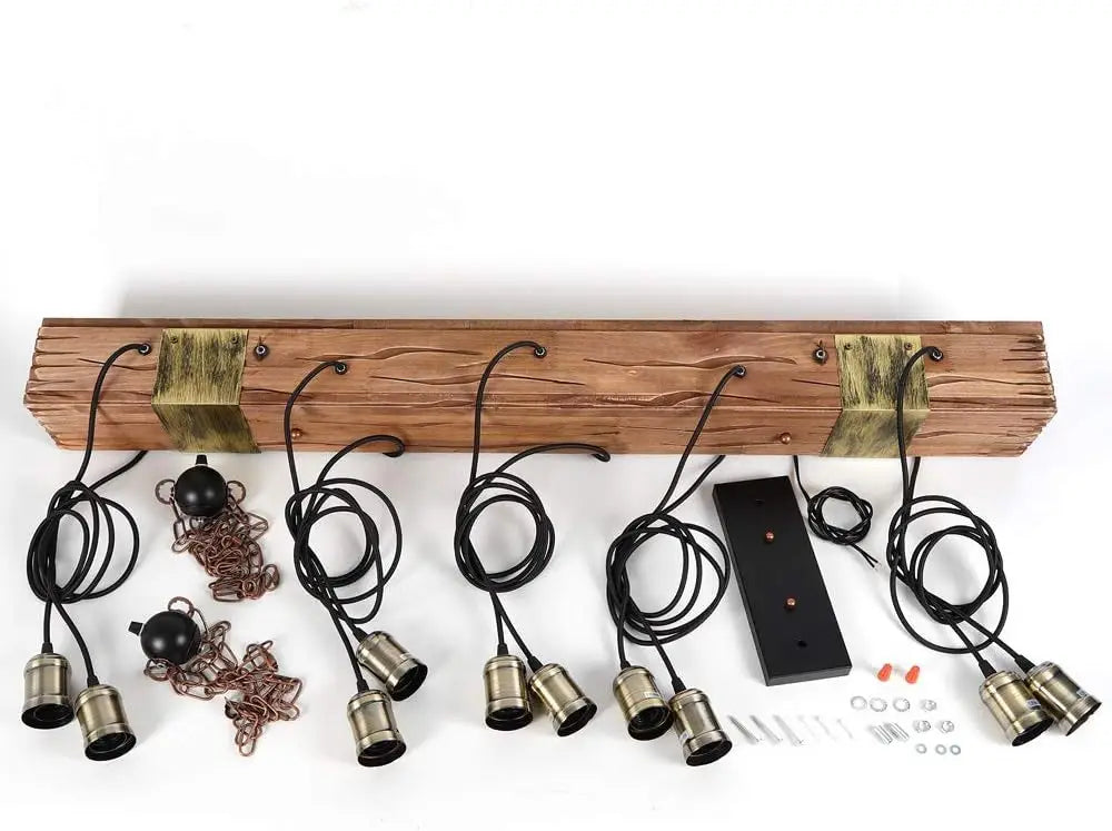 Helios 10-Light Wood Chandelier for Hallway – Adjustable