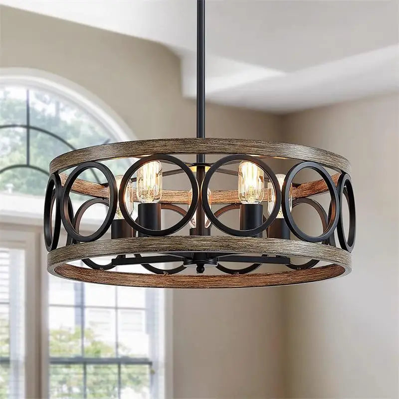 Ilaria Vintage Wood Chandelier for Dining Room – Industrial