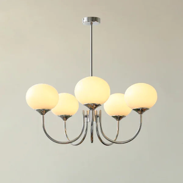 Aurelia Pink-Globe Brass Chandelier for Dining Room – French Cream