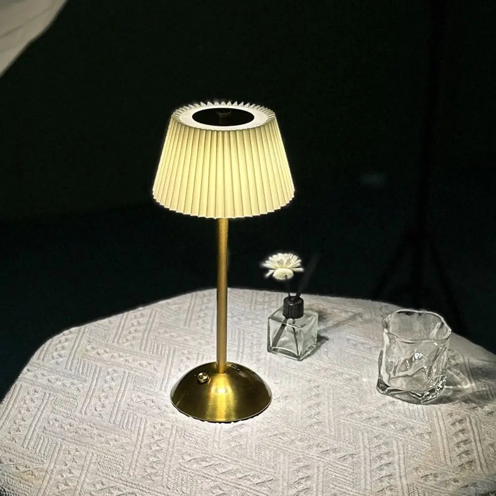 Fabric Table Lamp – Modern Minimalist Cordless Rechargeable for Bedside, Desk & Office, Restaurant Table | Zaria Column by Evenlyr