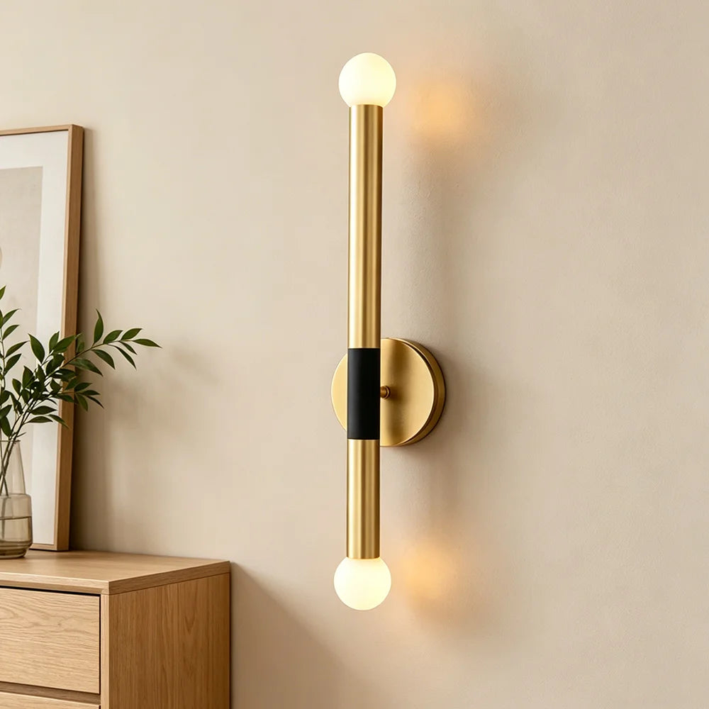 Brass Wall Sconce Modern LED Wall Lamp with Glass Shade for Bedroom Bathroom Vanity – detail view 5