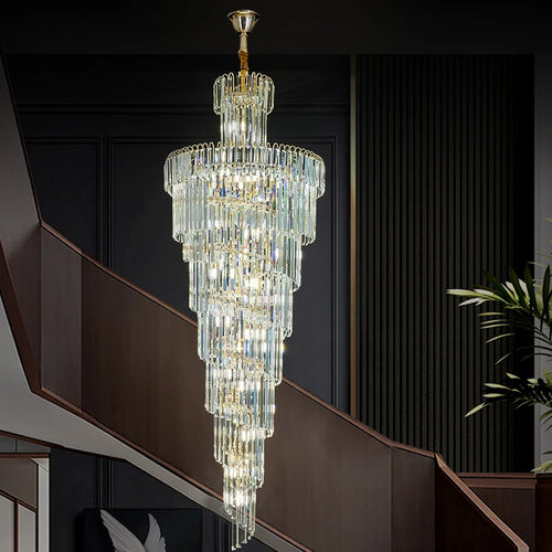 Crystal Chandelier – Modern Minimalist for Living Room, Staircase, Dining Room | Ilyra Halo by Evenlyr