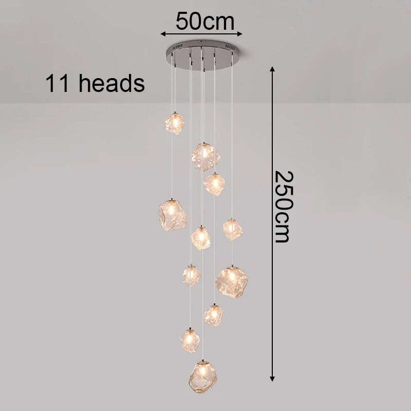 Designer Chandelier – Modern Minimalist Dimmable LED for Staircase, Foyer | Evanthe Veil by Evenlyr