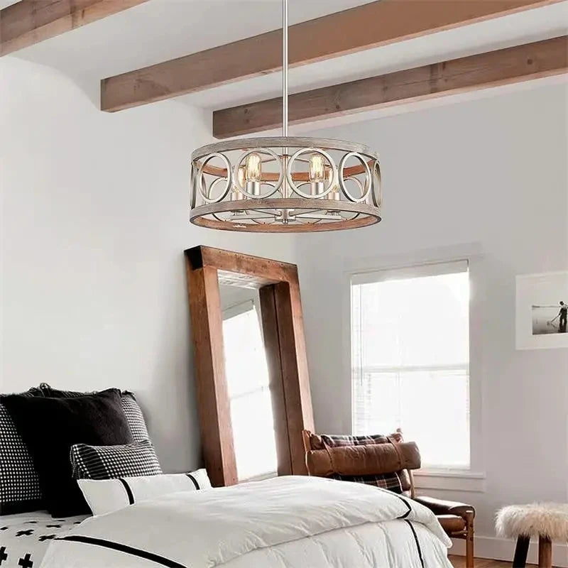 Ilaria Vintage Wood Chandelier for Dining Room – Industrial