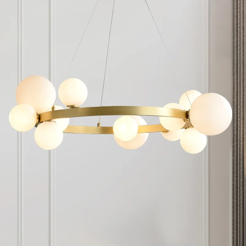 Glass Globe Chandelier – Modern LED for Bedroom & Bedside, Dining Room & Kitchen | Virelle Frame by Evenlyr