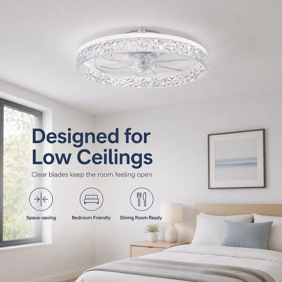Helios Low-Noise DC Ceiling Fan Light for Living Room – 6-Speed Remote