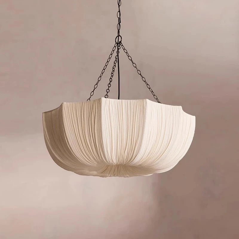 Fabric Chandelier – Wabi-Sabi Nordic for Bedroom & Bedside, Dining Room & Kitchen, Restaurant & Café | Solenne Veil by Evenlyr